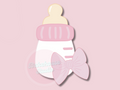 Baby bottle with a bow on a pink background