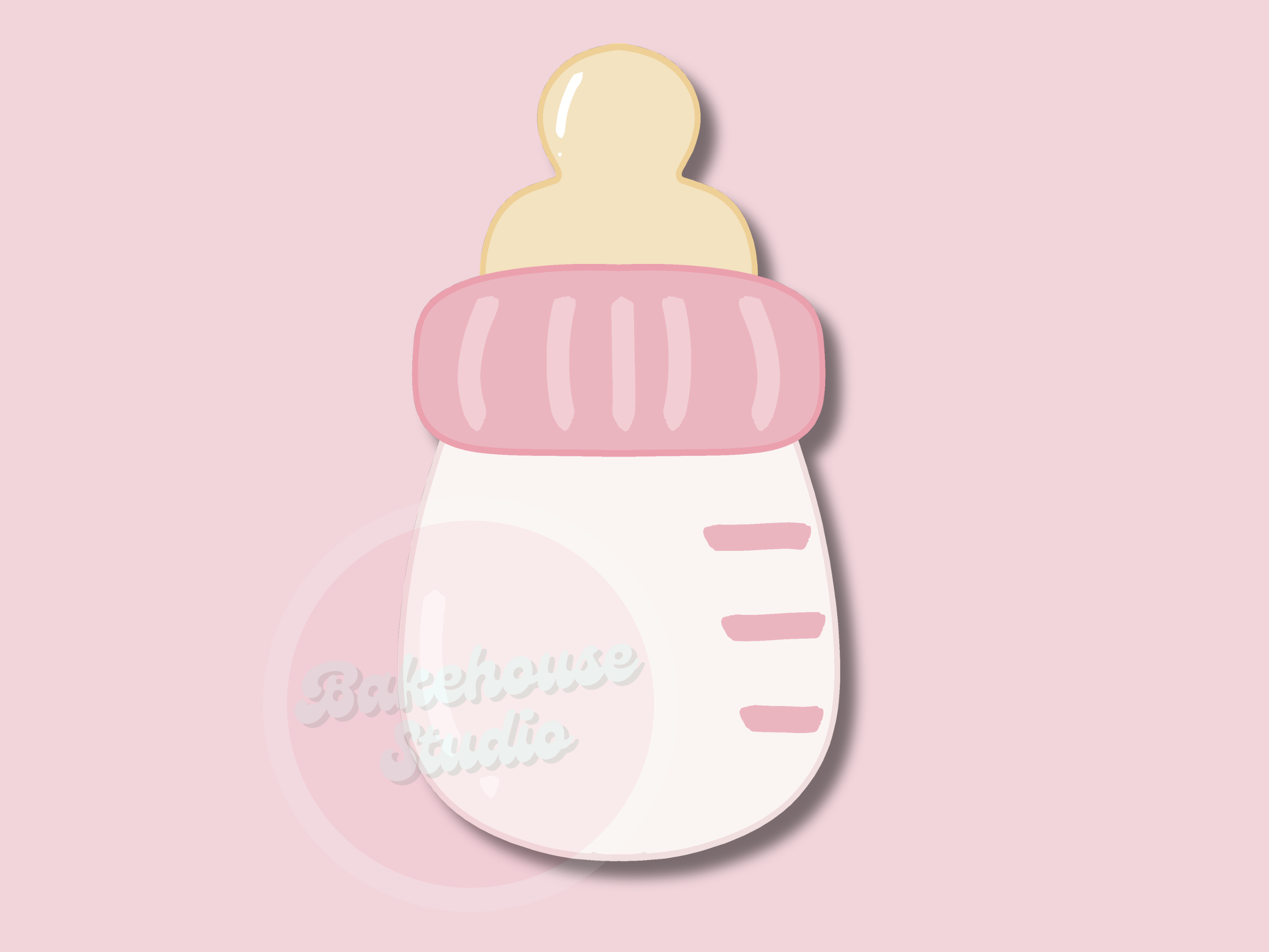 Pink baby bottle-shaped object on a pink background 