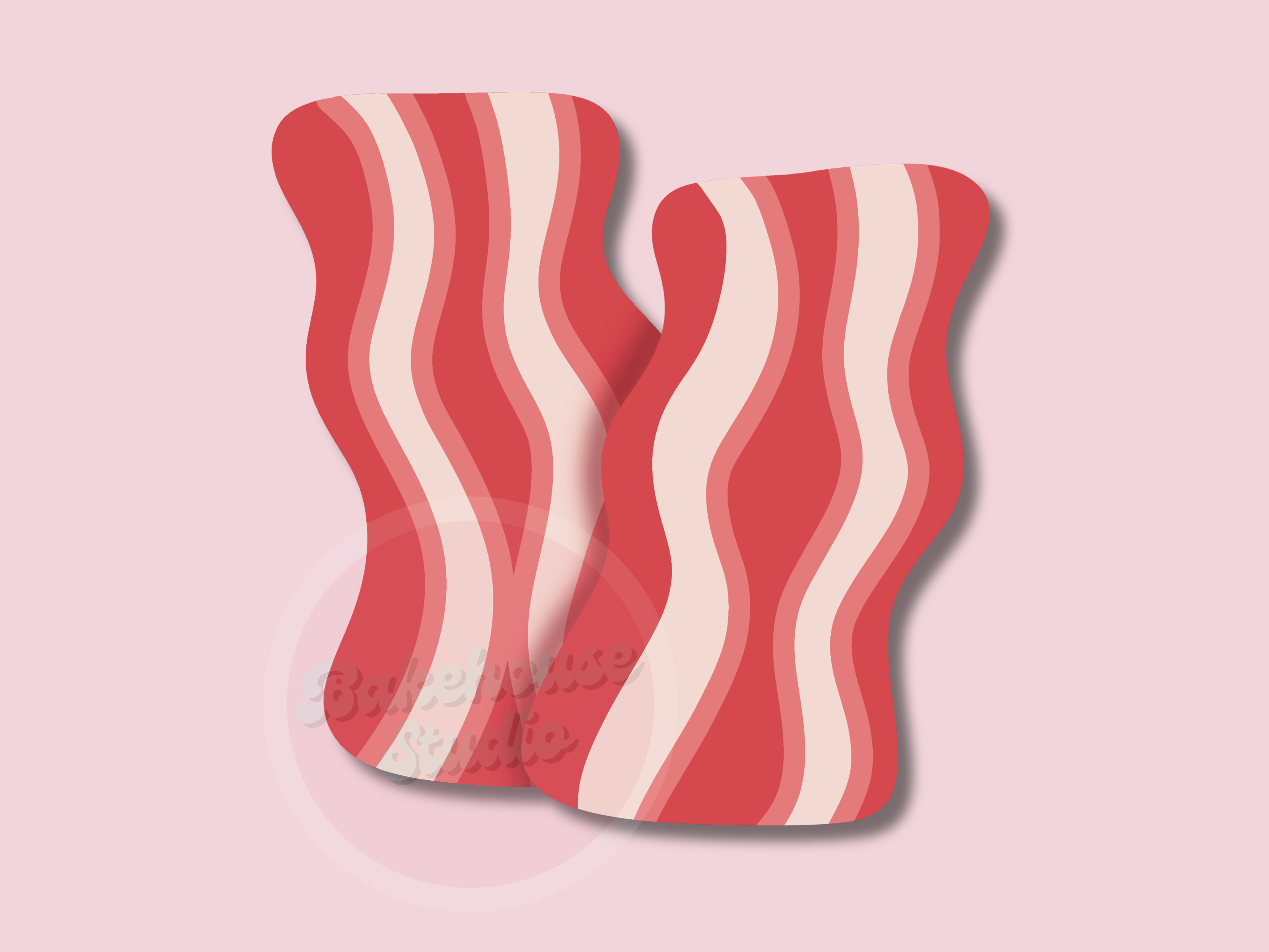 Two bacon on a pink background