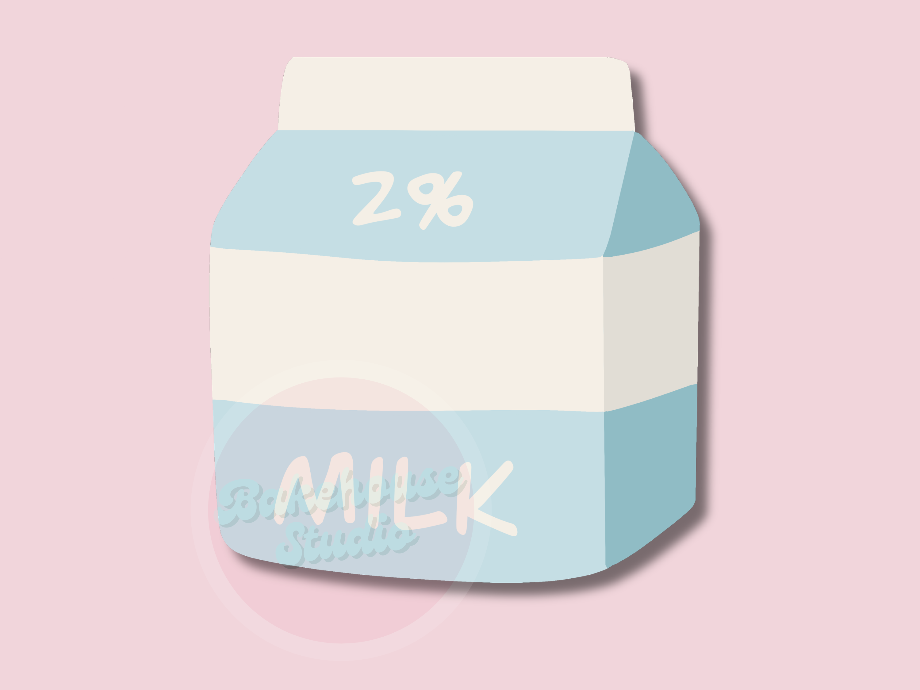 Pastel-colored milk carton design on a pink background