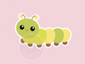 Cartoon caterpillar on a pink background with STL and PNG icons.