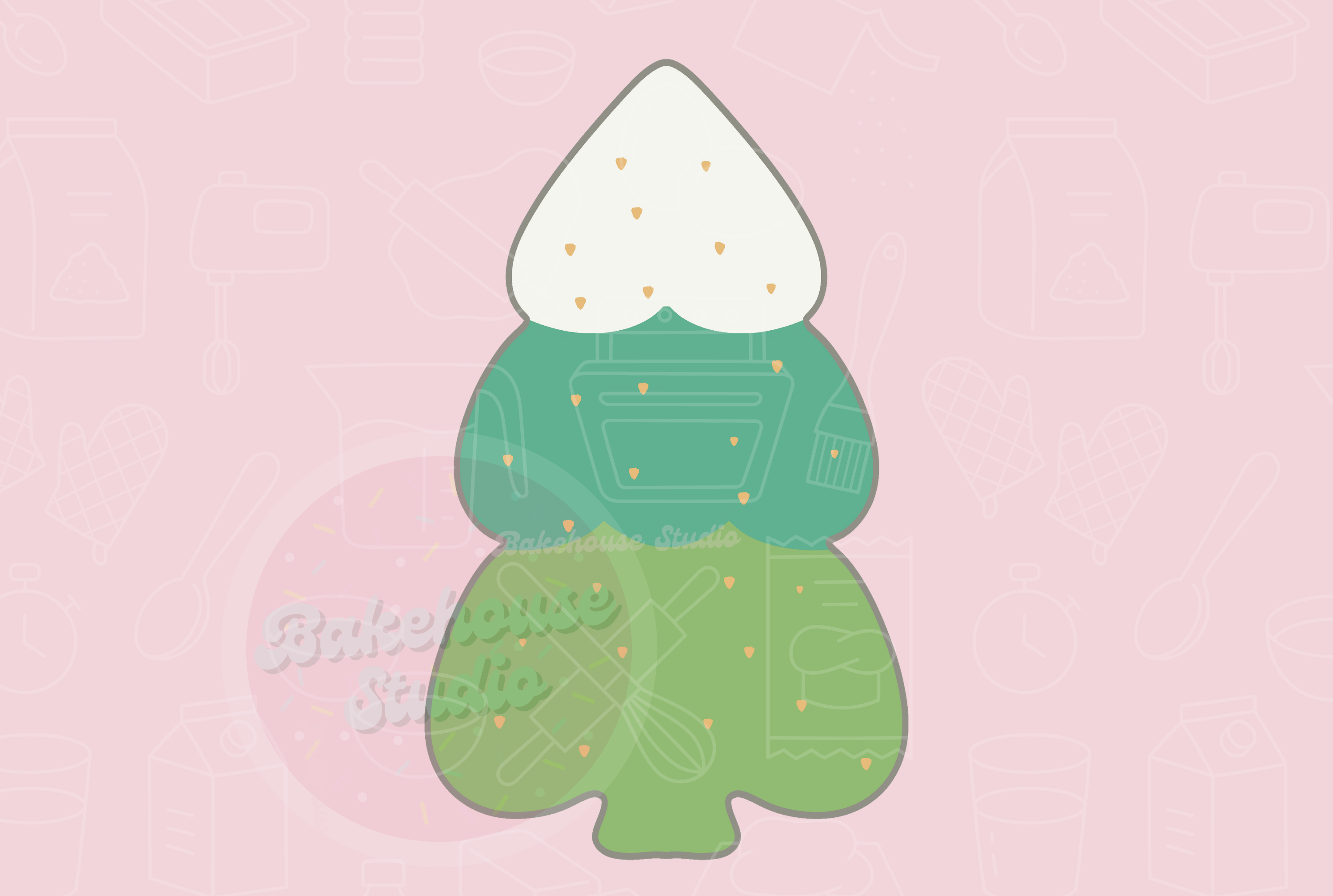 Green and white geometric design on a pink background with 'Stylized Designs' text.