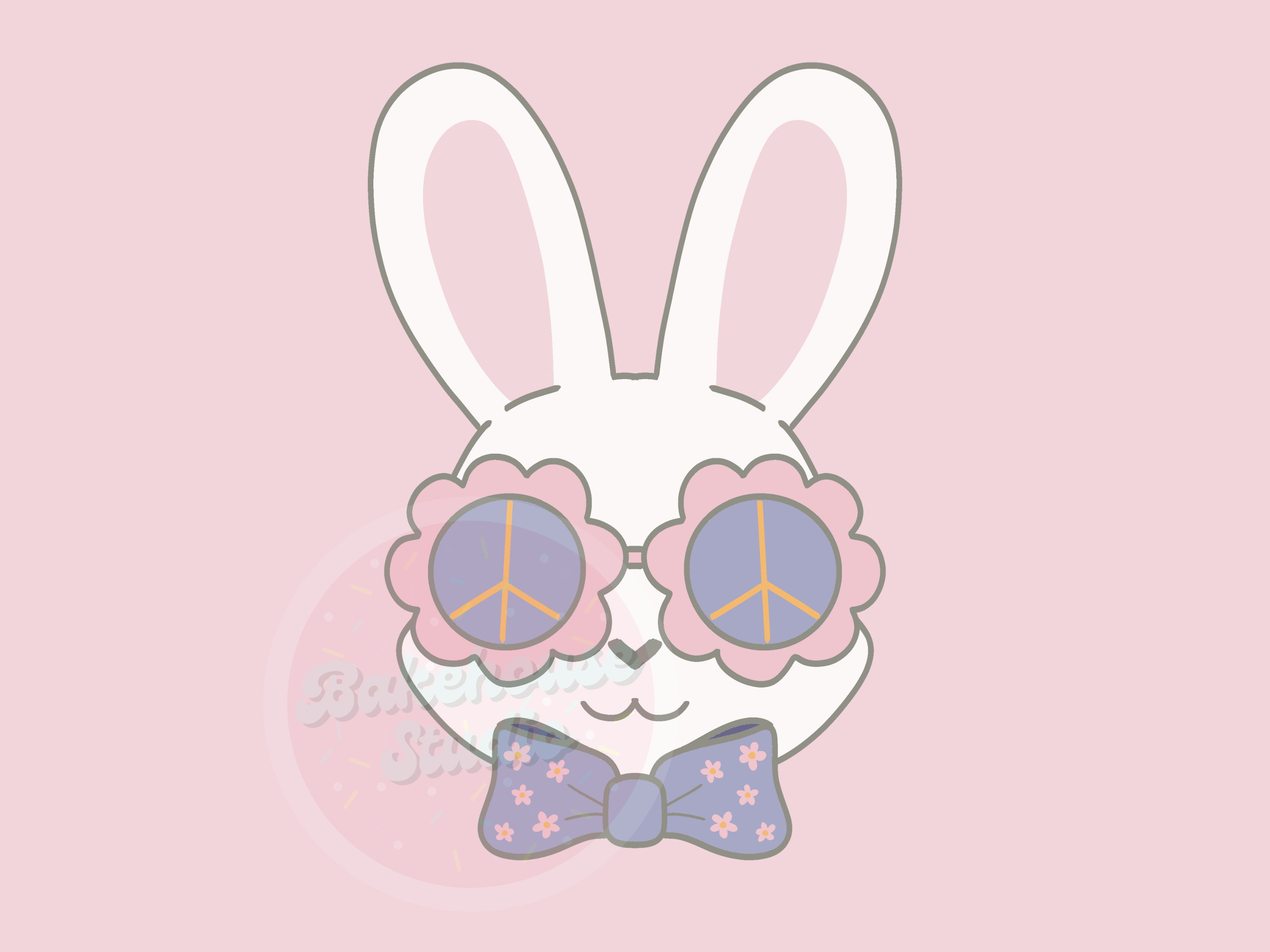 1095 Groovy Bunny Bow Cookie Cutter