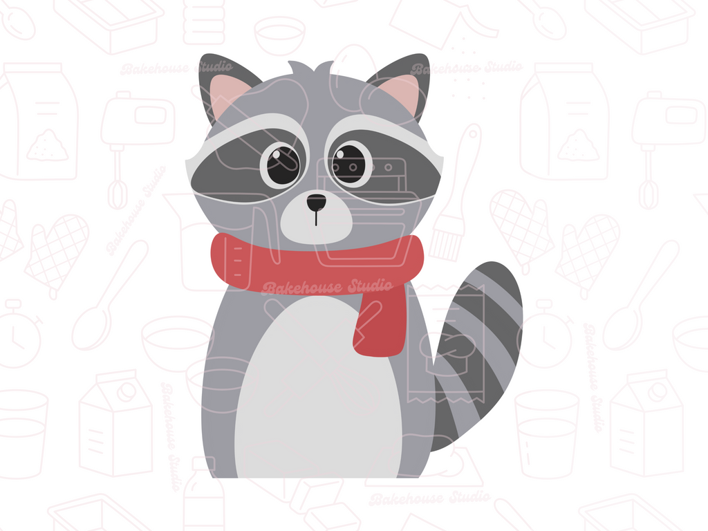1070 Peg Raccoon Scarf Cookie Cutter
