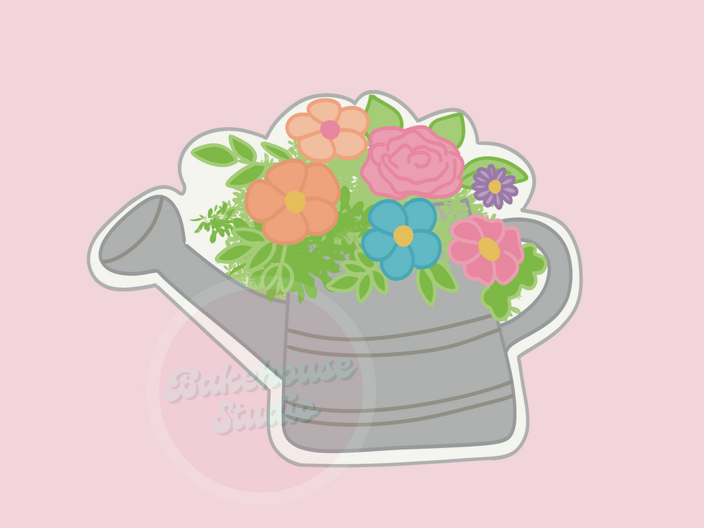 1175 Floral Water Can Cookie Cutter