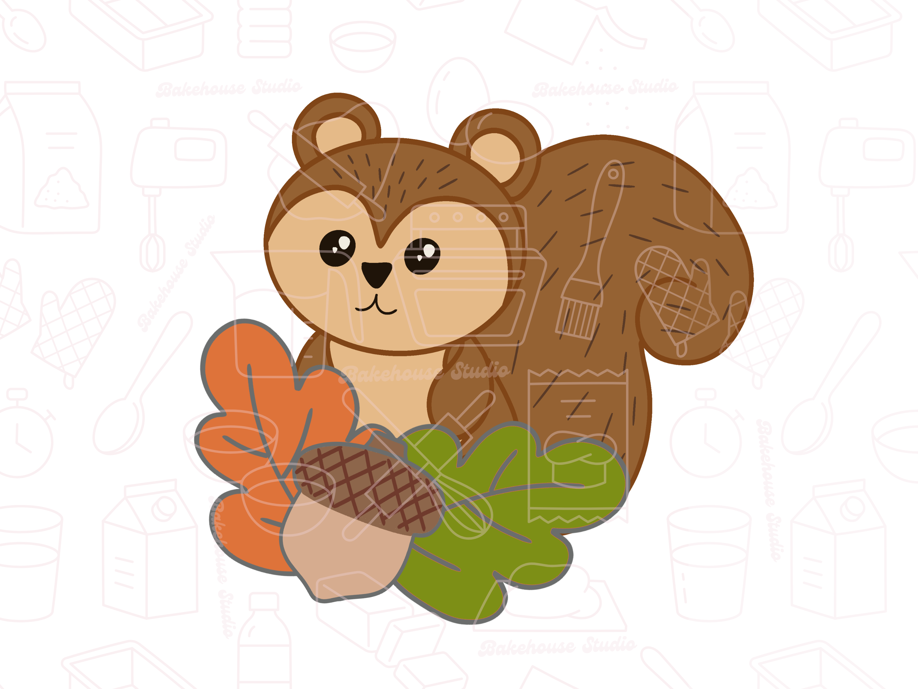 1067 Chunky Squirrel Greenery Cookie Cutter