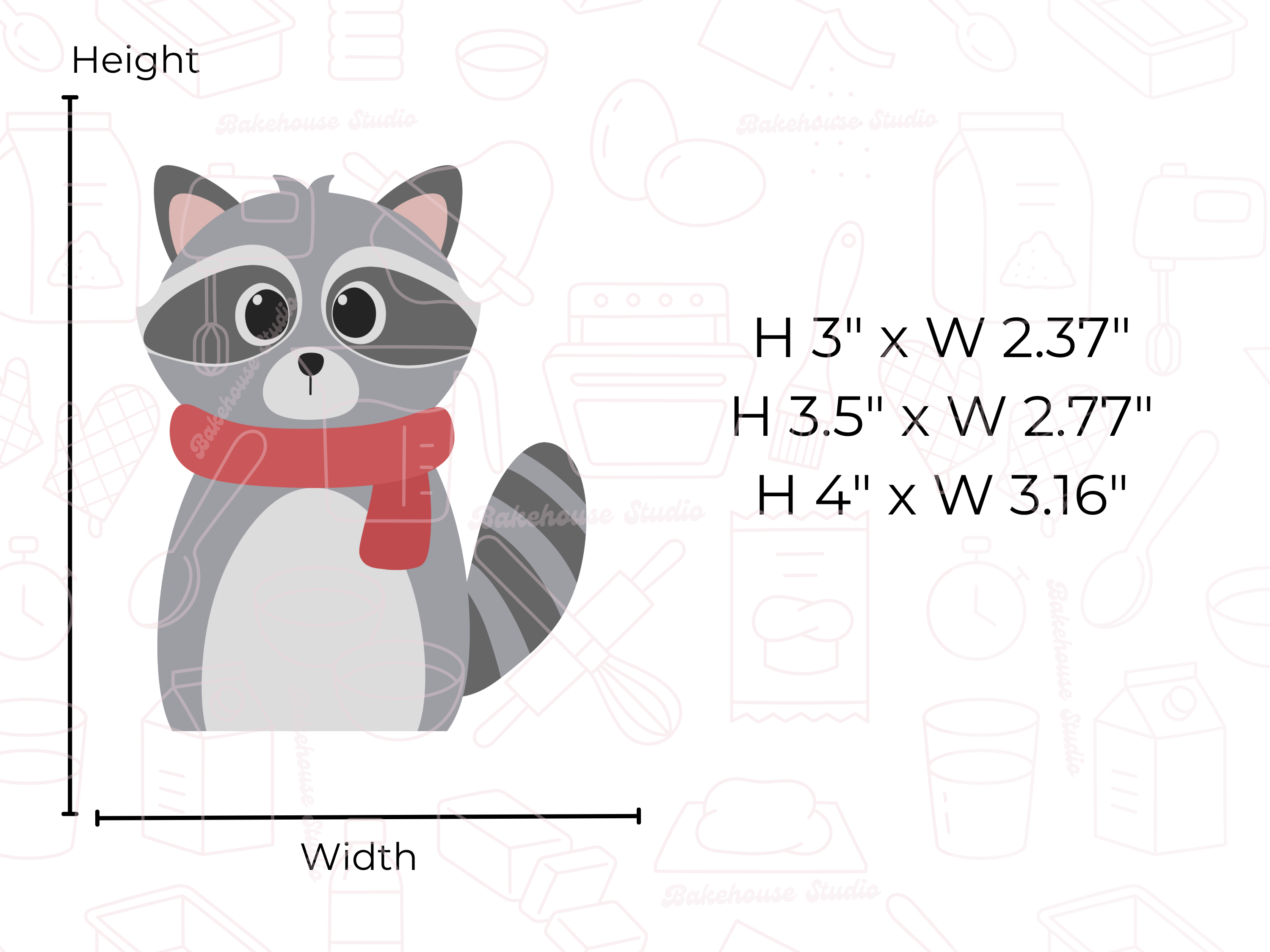 1070 Peg Raccoon Scarf Cookie Cutter