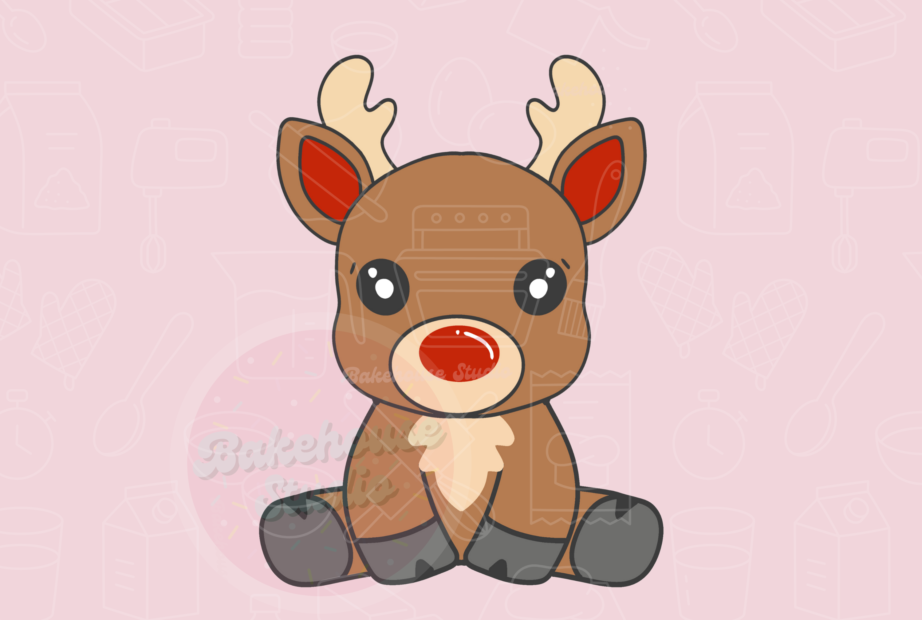Cartoon deer on a pink background, labeled 'STL Digital File'.