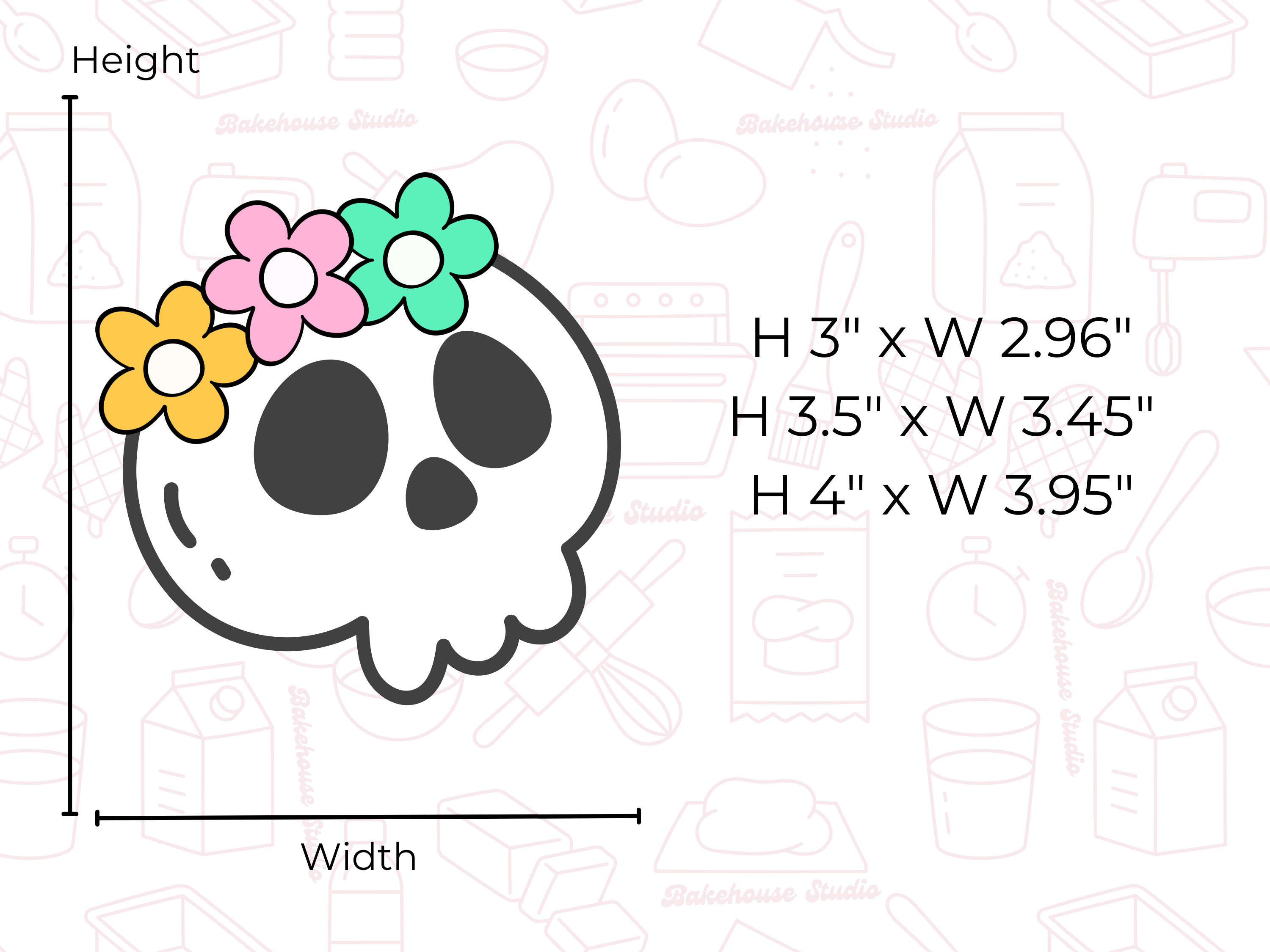 1044 Flower Skull Cookie Cutter