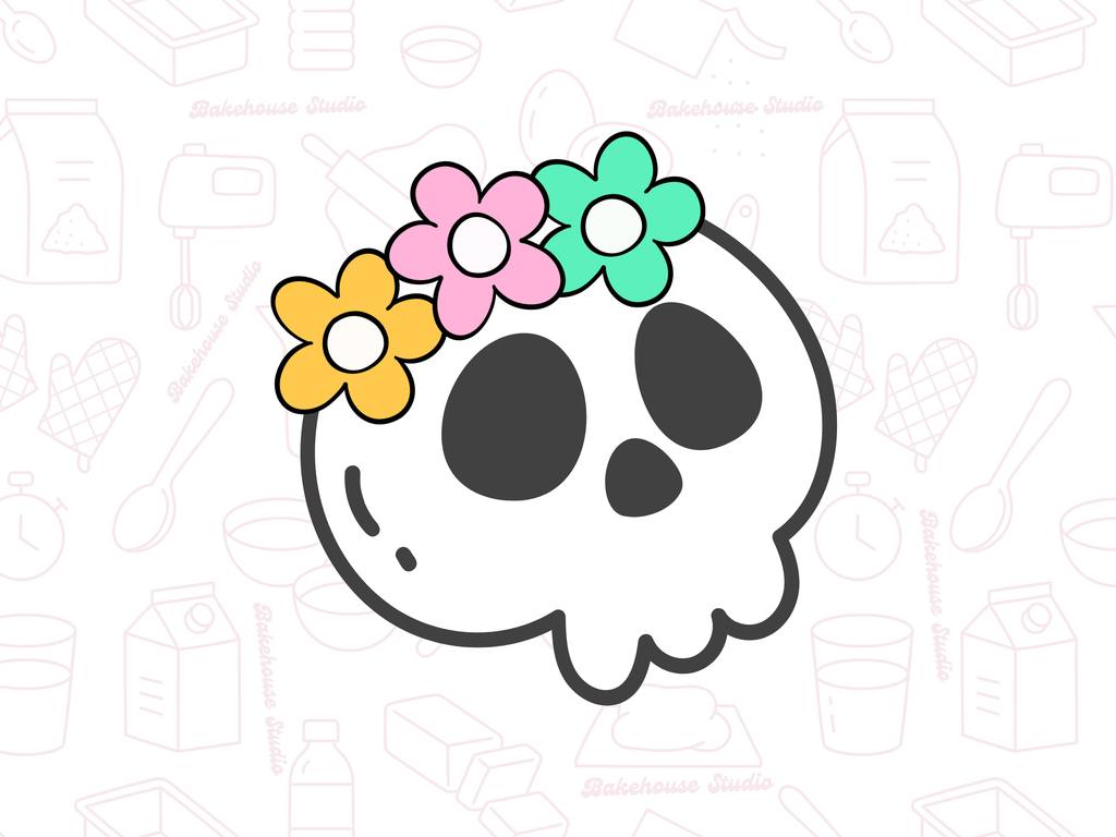 1044 Flower Skull Cookie Cutter