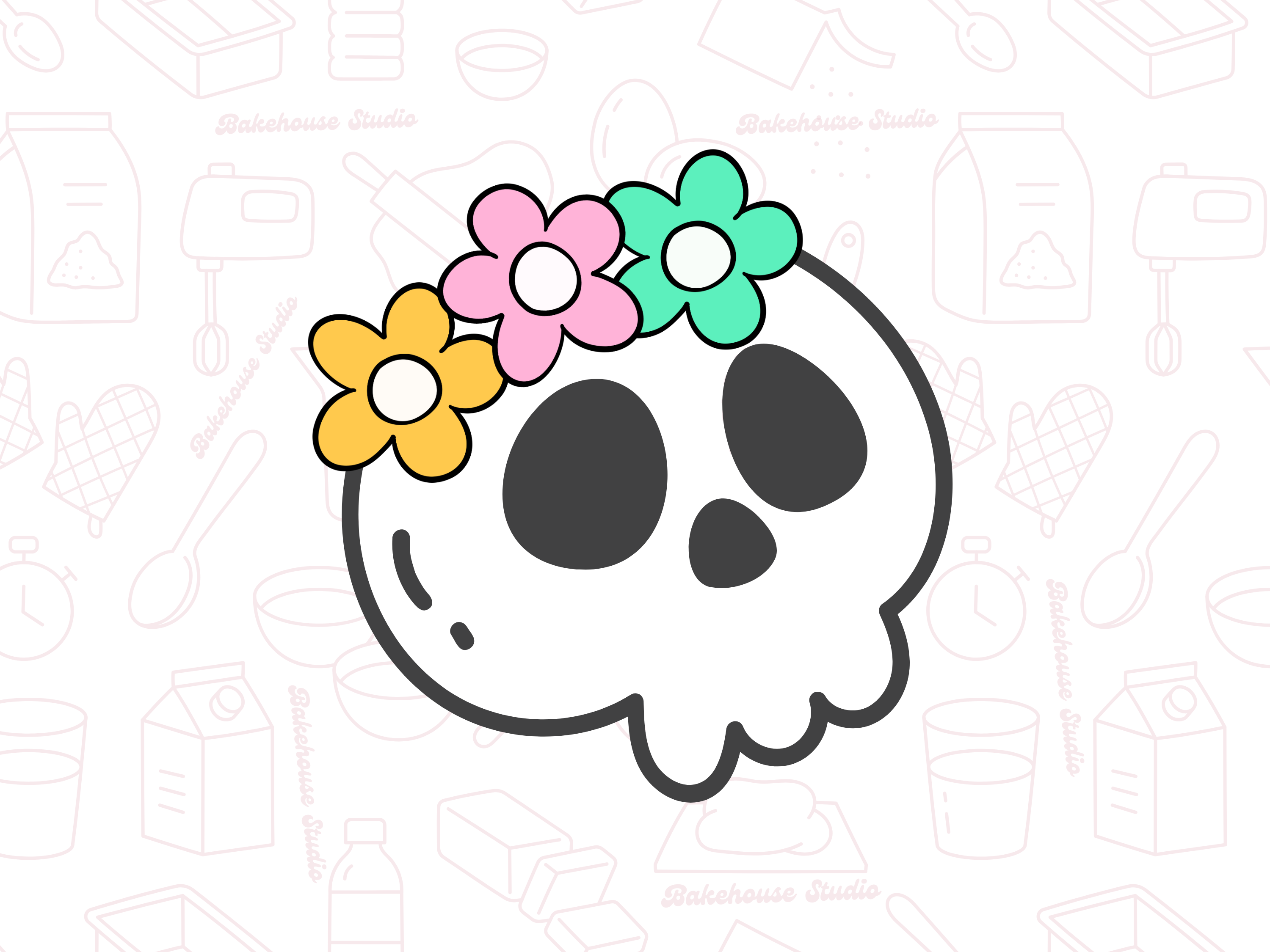 1044 Flower Skull Cookie Cutter