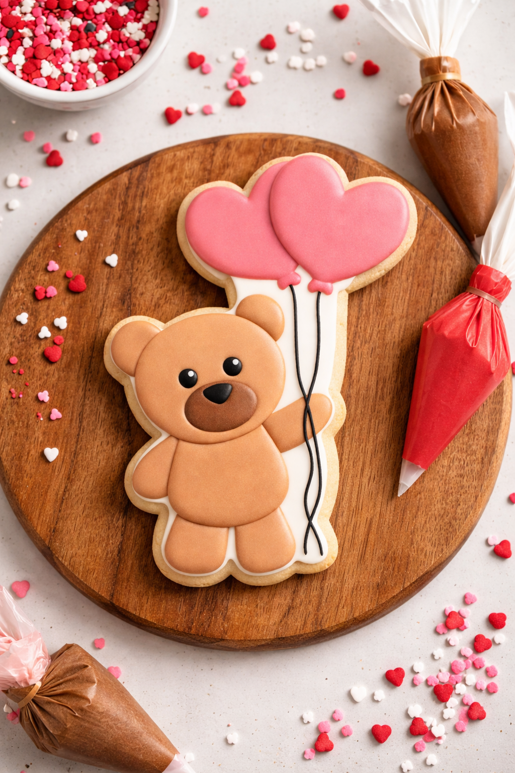 1212 Bear Heart Balloons Cookie Cutter