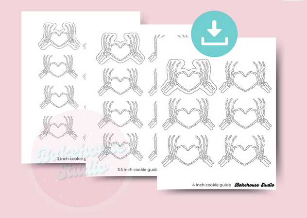 Skeleton Heart Hands Royal Icing Templates (PDF)