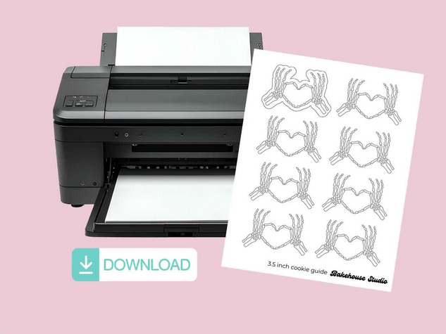 Skeleton Heart Hands Royal Icing Templates (PDF)